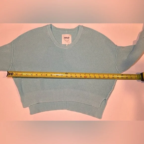 💎 Aerie Light Blue Ribbed Knit Sweater – 100% Cotton, Size XS - Picture 9 of 9